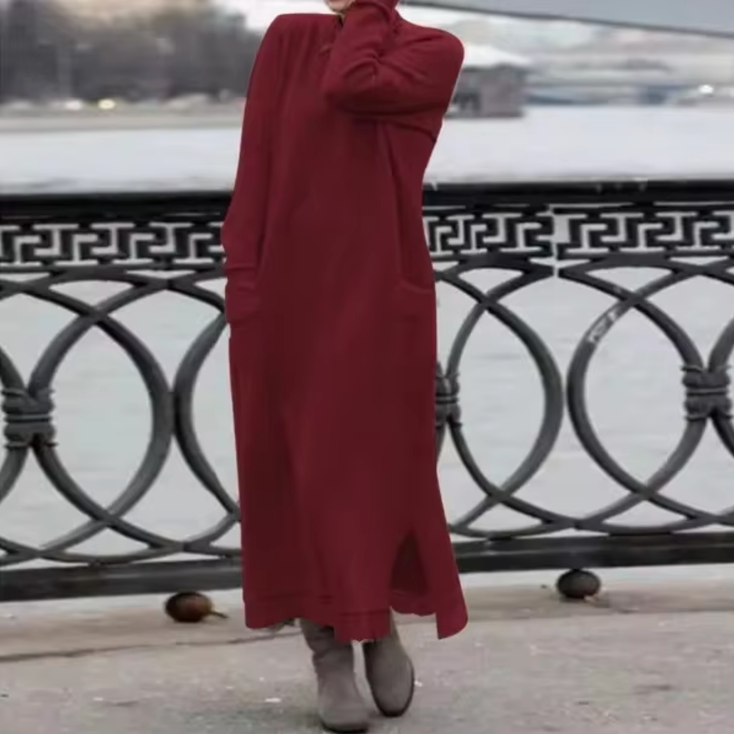 Maria Minimalist Elena Loose Velvet Sweatshirt Dress Evening Wear Edit