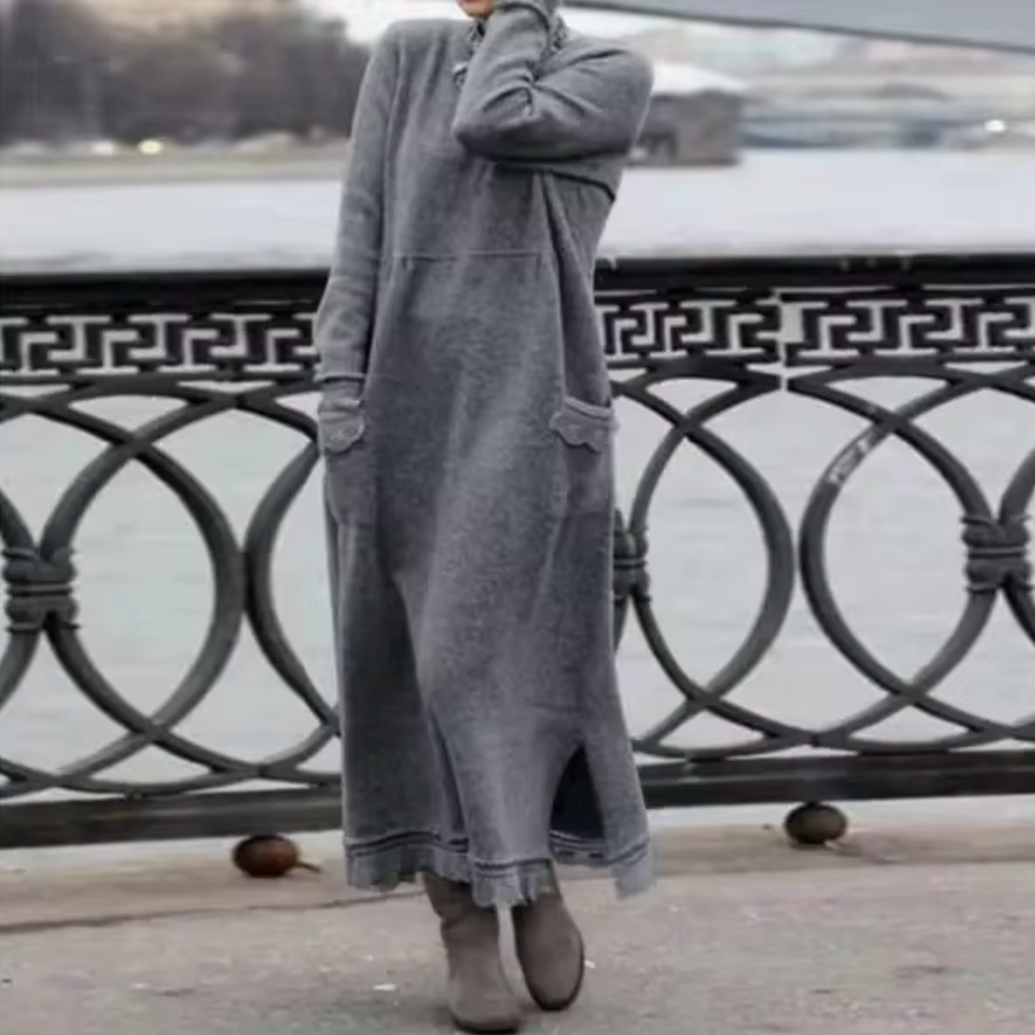 Maria Minimalist Elena Loose Velvet Sweatshirt Dress Evening Wear Edit
