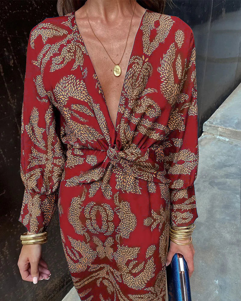Claudia Timeless Long Sleeved Dress with Floral Print Elevated Occasion Wear