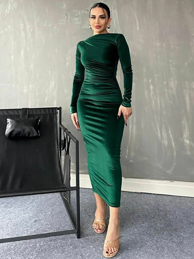 Marta Minimalist Midi Dress for Women Elevated Occasion Wear