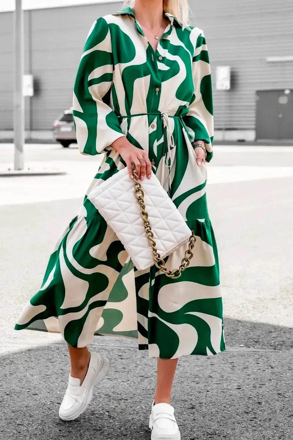 Vanesa Minimalist Effortlessly Chic Printed Maxi Dress Boutique Collection