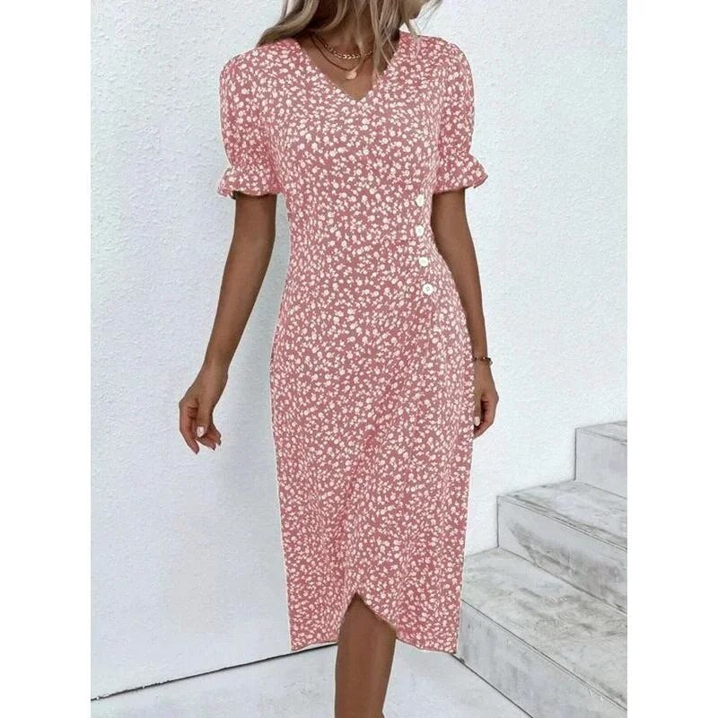 Ngoc Aesthetic Floral H Shaped Midi Dress Boutique Collection