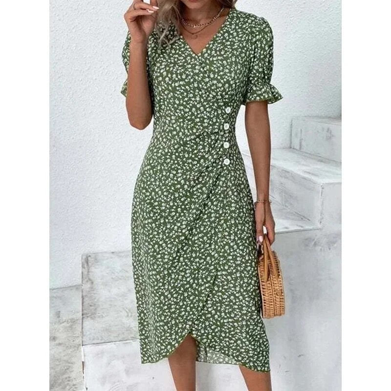 Ngoc Aesthetic Floral H Shaped Midi Dress Boutique Collection