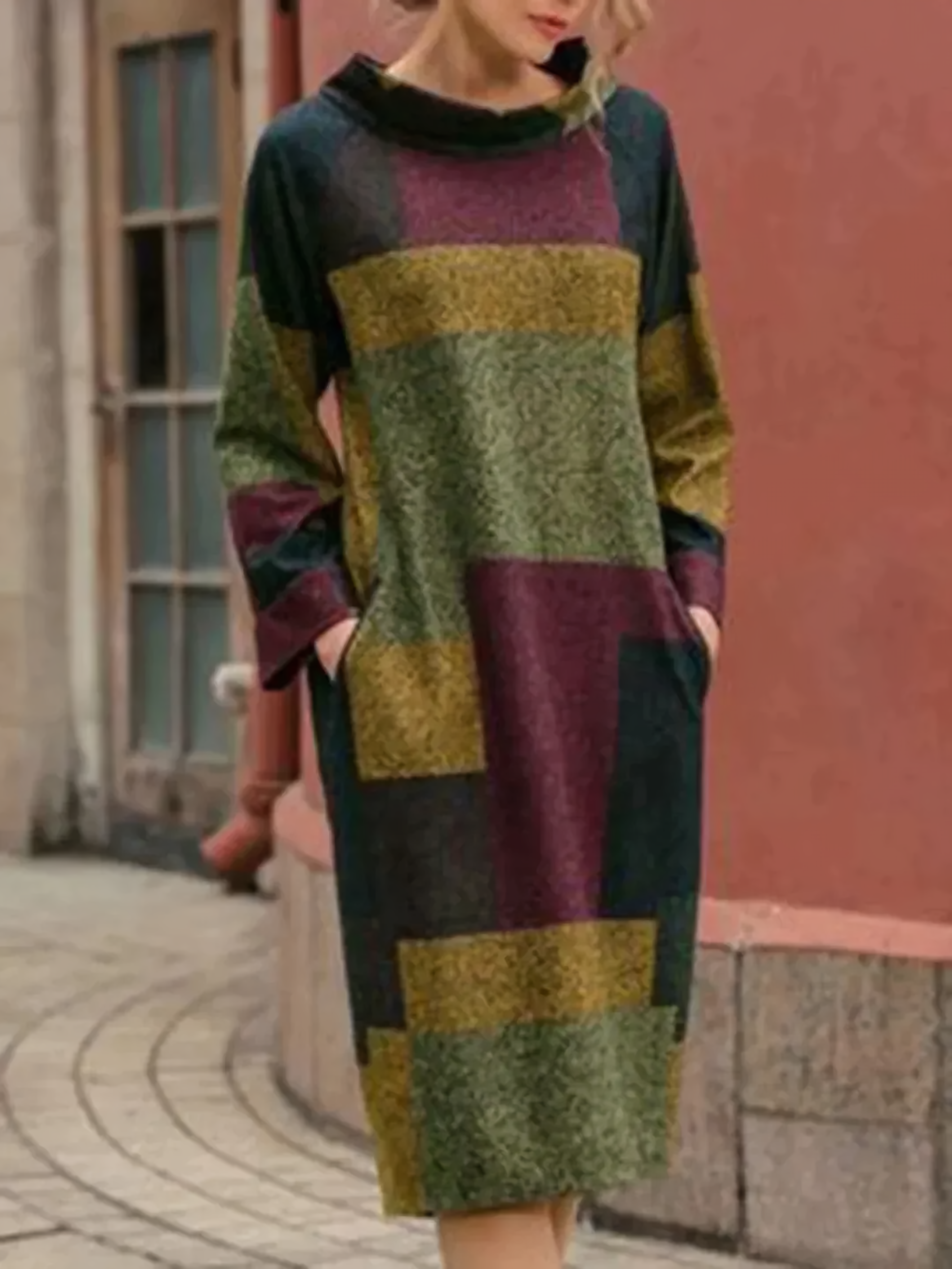 Ines Minimalist Women's Patchwork Dress Chic Silhouette Collection