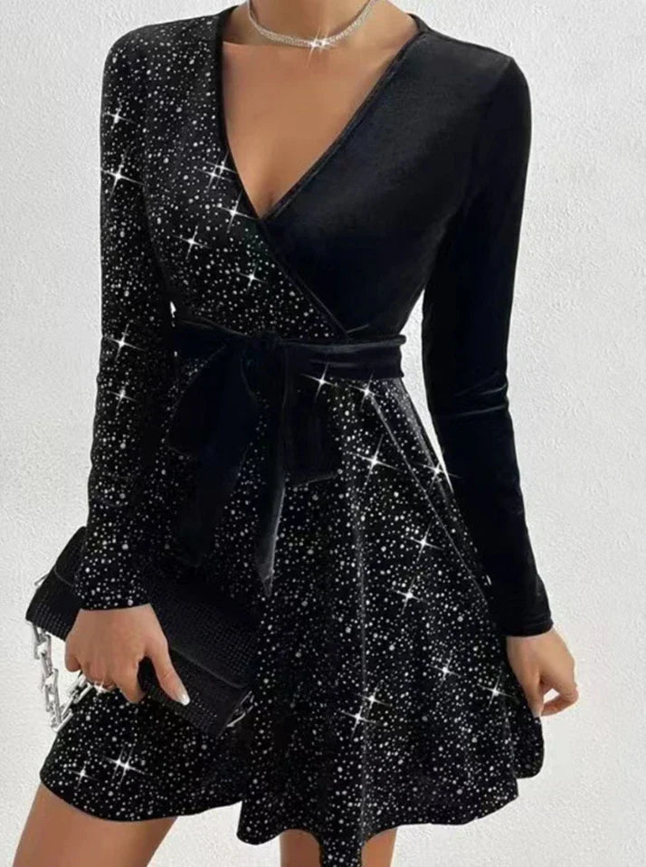 Ana Effortless Sequin Wrap Dress Chic Silhouette Collection