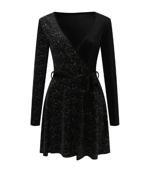 Ana Effortless Sequin Wrap Dress Chic Silhouette Collection