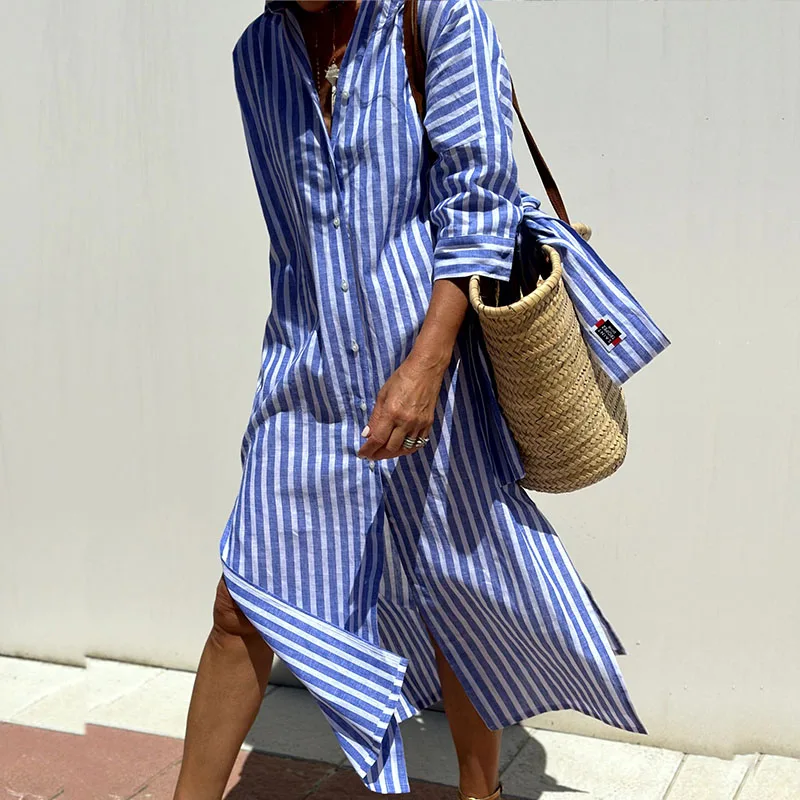 Manuela Premium Striped Long Dress for Women Boutique Collection