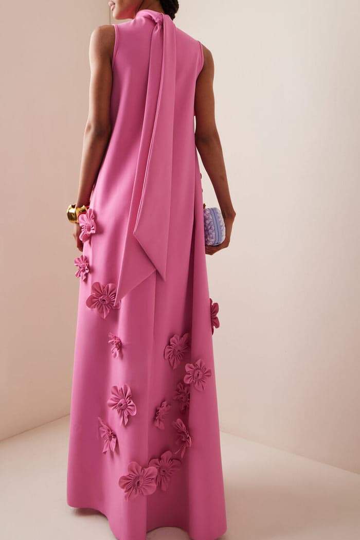 Brenda Exclusive Sleeveless Maxi Dress with Floral Embellishment Designer Edit