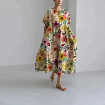 Regan Effortless Long Summer Dress with Floral Print for Women Premium Wardrobe Essential