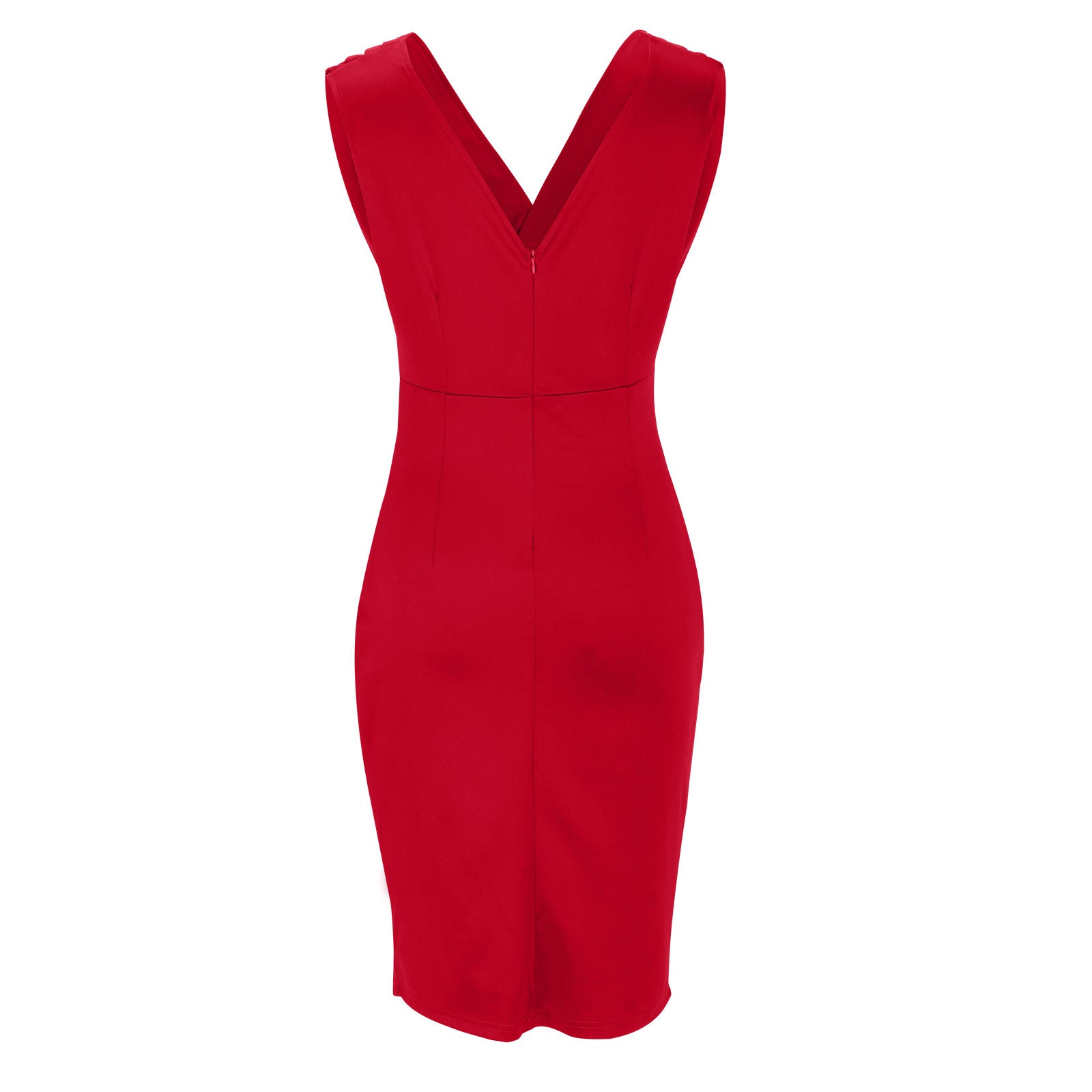Phoebe Effortless Fitted Dress with V Neck and Slits Isa Designer Edit