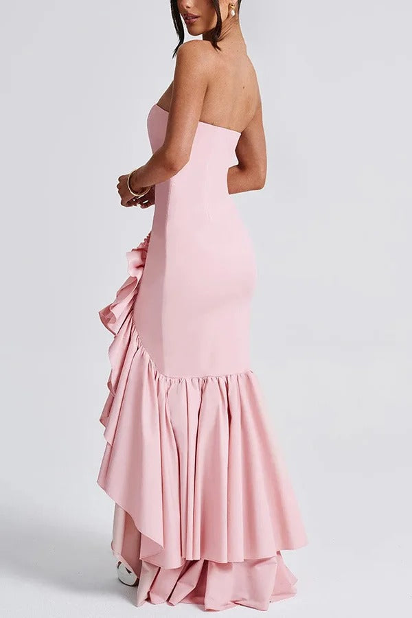 Lindsay Exclusive Off Shoulder Maxi Dress with a Slim Fit and Irregular Hem Elevated Occasion Wear
