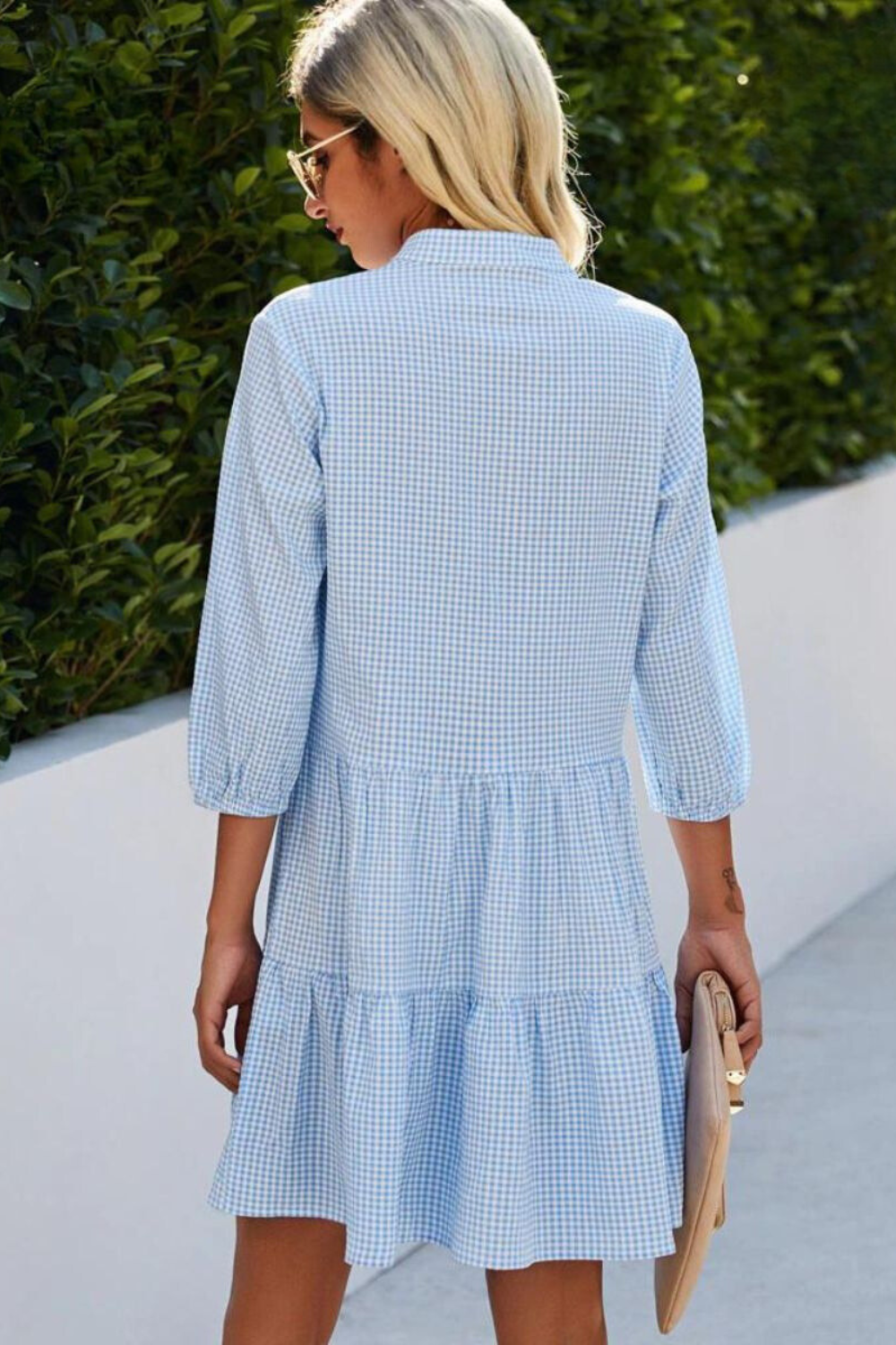 Lisbeth Elevated Checked V Neck Dress Statement Occasion Edit