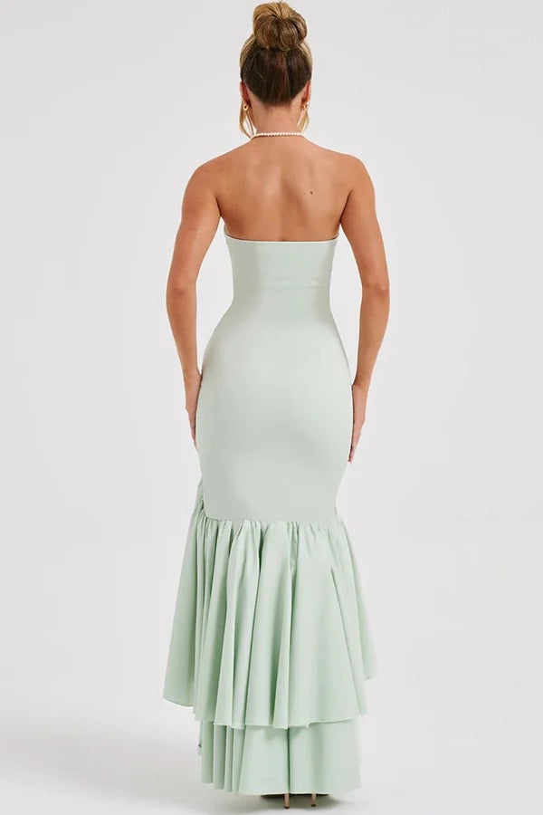 Lindsay Exclusive Off Shoulder Maxi Dress with a Slim Fit and Irregular Hem Elevated Occasion Wear