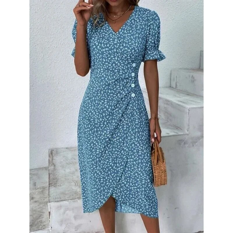 Ngoc Aesthetic Floral H Shaped Midi Dress Boutique Collection