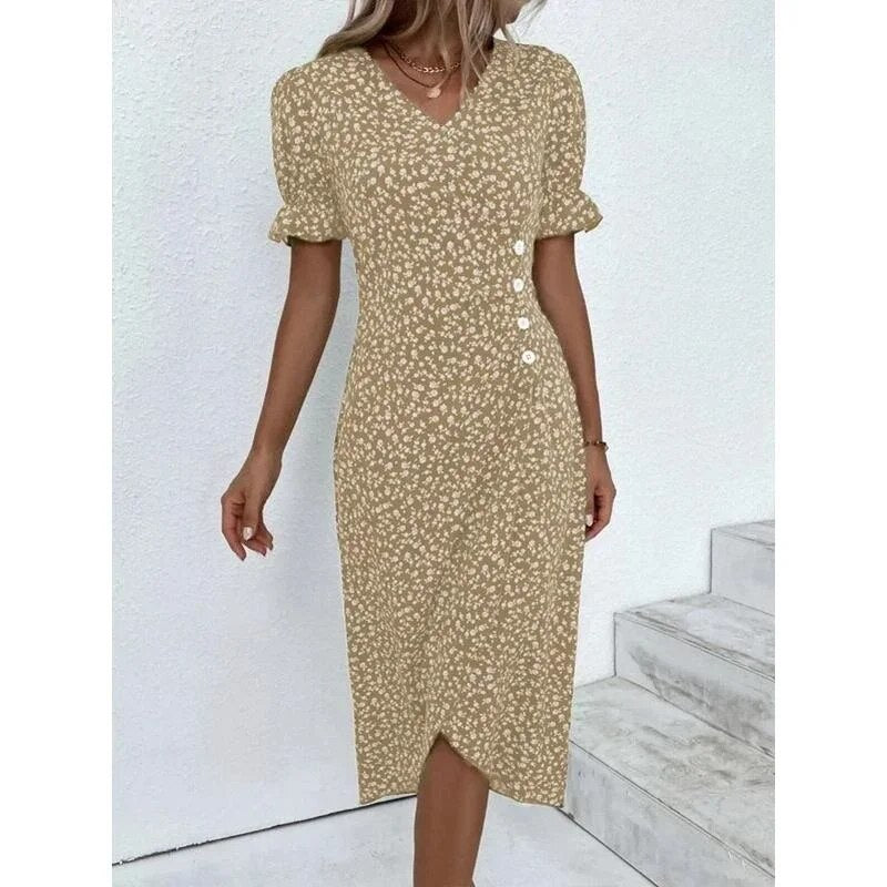 Ngoc Aesthetic Floral H Shaped Midi Dress Boutique Collection