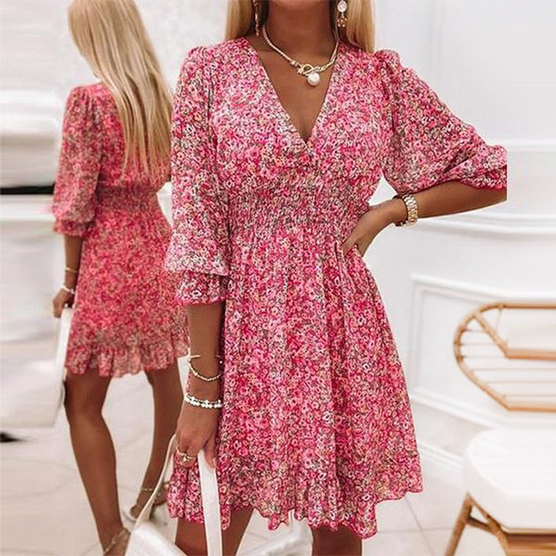 Laura Effortless Floral Summer Dress with Puff Sleeves Everyday Luxe Edit