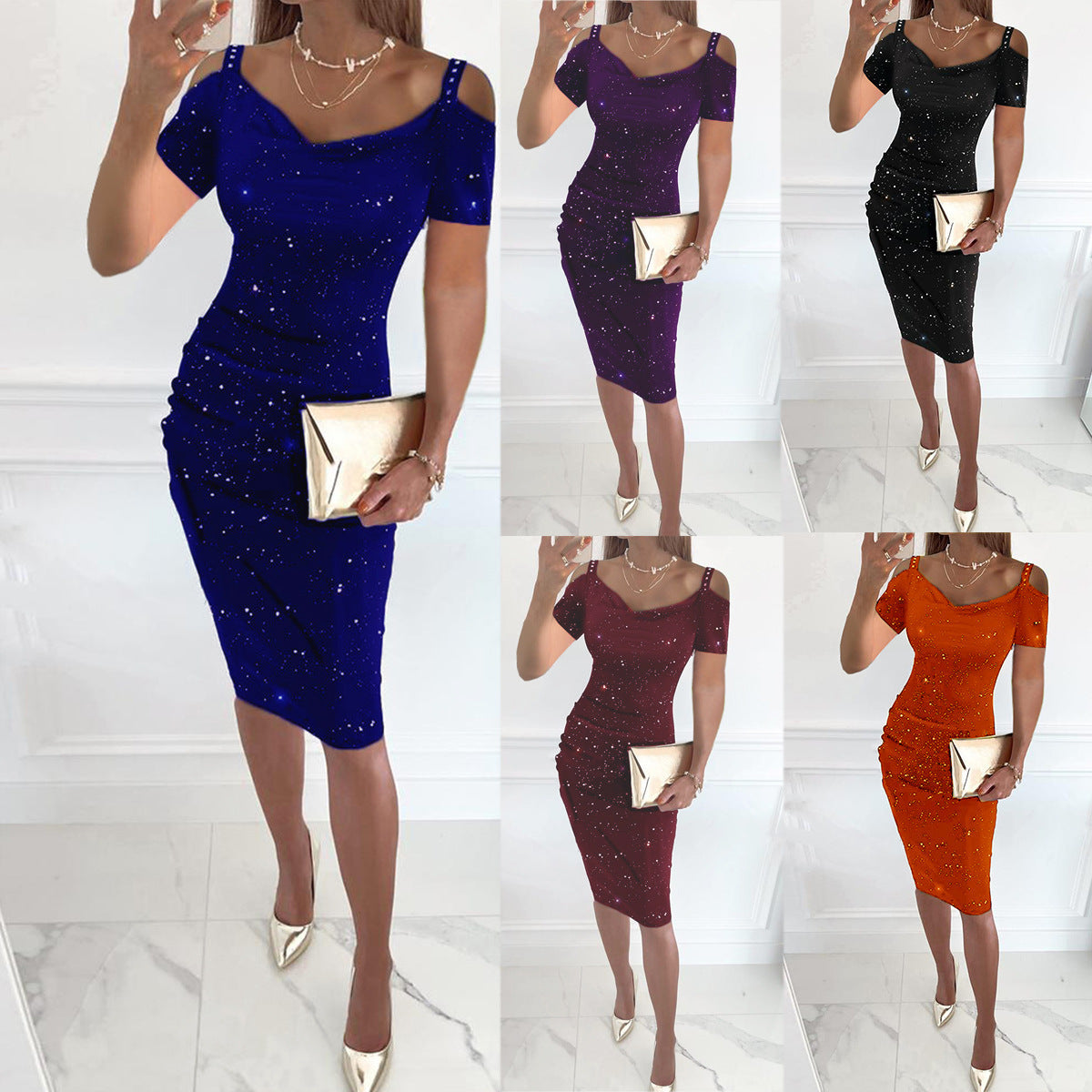 Paloma Exclusive Women's Bodycon Evening Dress with Rhinestone Accents Designer Edit