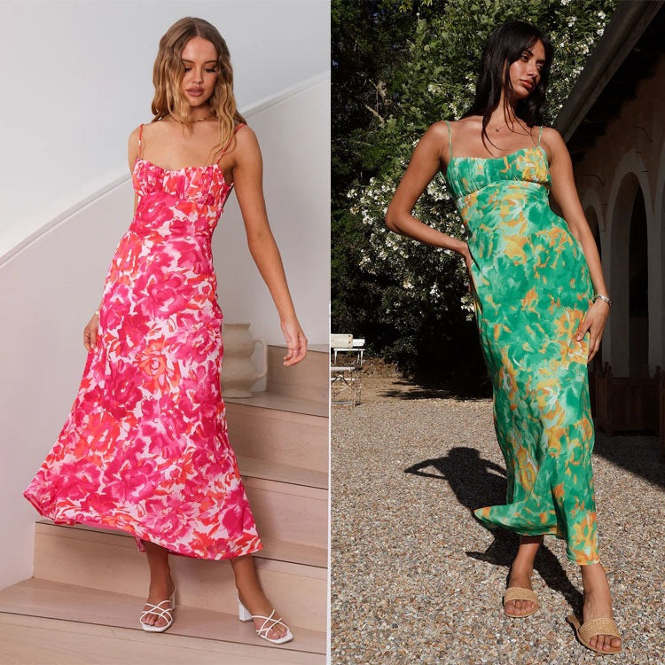 Wanda Exclusive Women's Floral Maxi Dress with Ruffle Hem Designer Edit