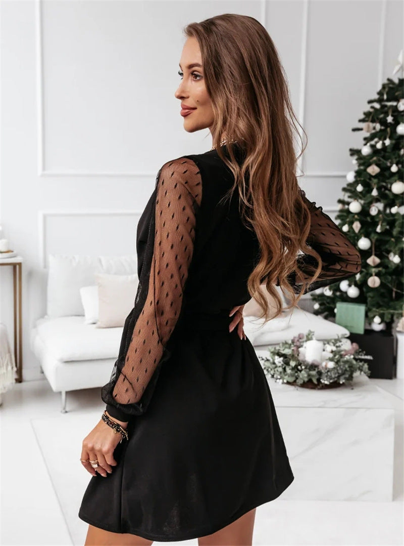 Julieta Statement Mesh Sleeve Dress for Women Occasion Edit