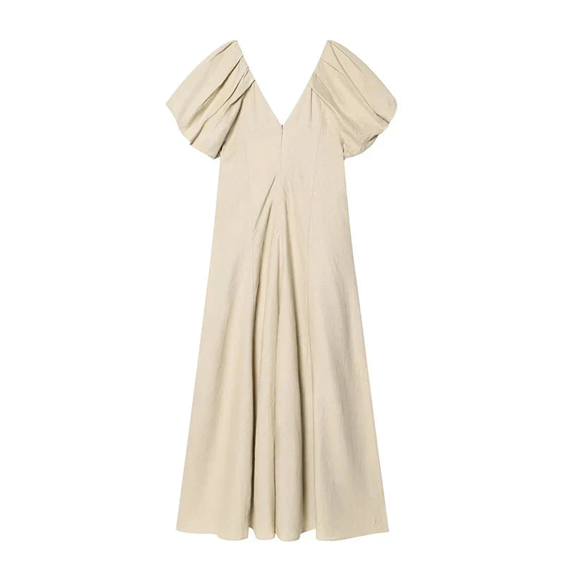 MIRELA PUFF SLEEVE MIDI DRESS