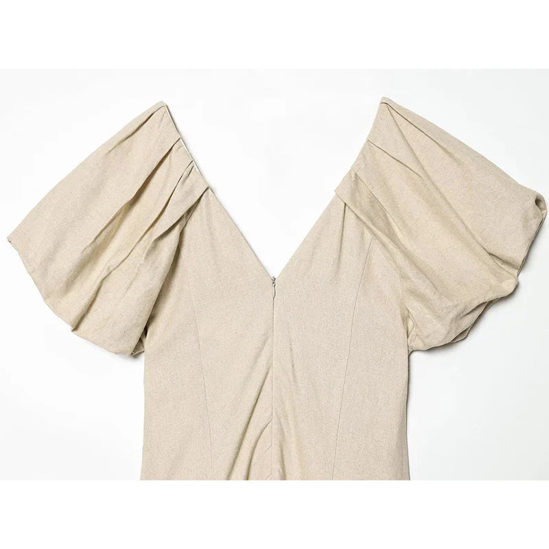 MIRELA PUFF SLEEVE MIDI DRESS