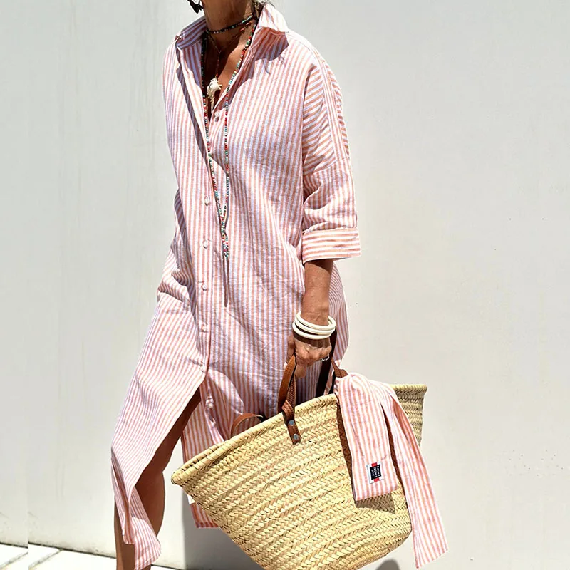 Manuela Premium Striped Long Dress for Women Boutique Collection