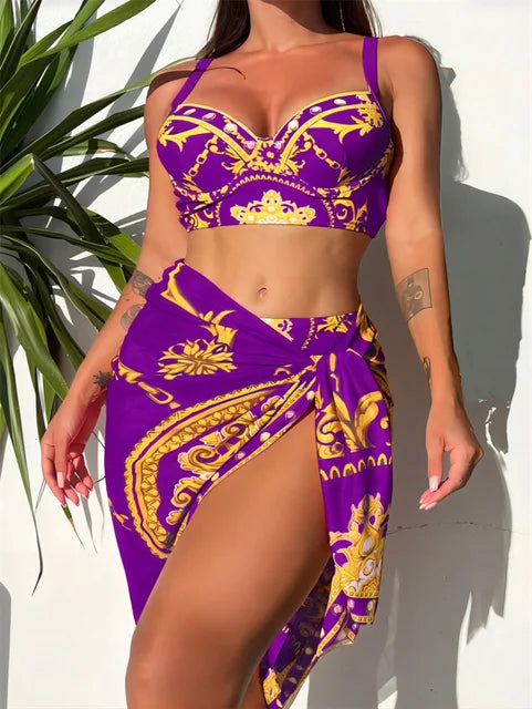 Eva Aesthetic Bohemian Push Up Bathing Dress with Cover Designer Edit