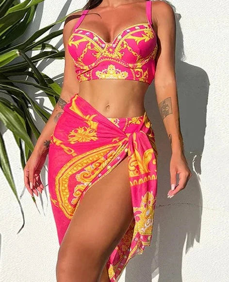 Eva Aesthetic Bohemian Push Up Bathing Dress with Cover Designer Edit